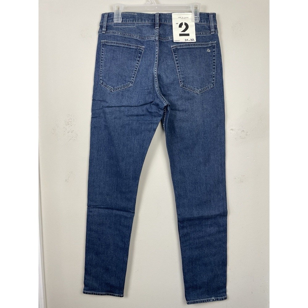 NEW Rag & Bone Fit 2 Slim Fit Jeans Mens 31x32 Bogart Blue Denim Stretch - Picture 3 of 10